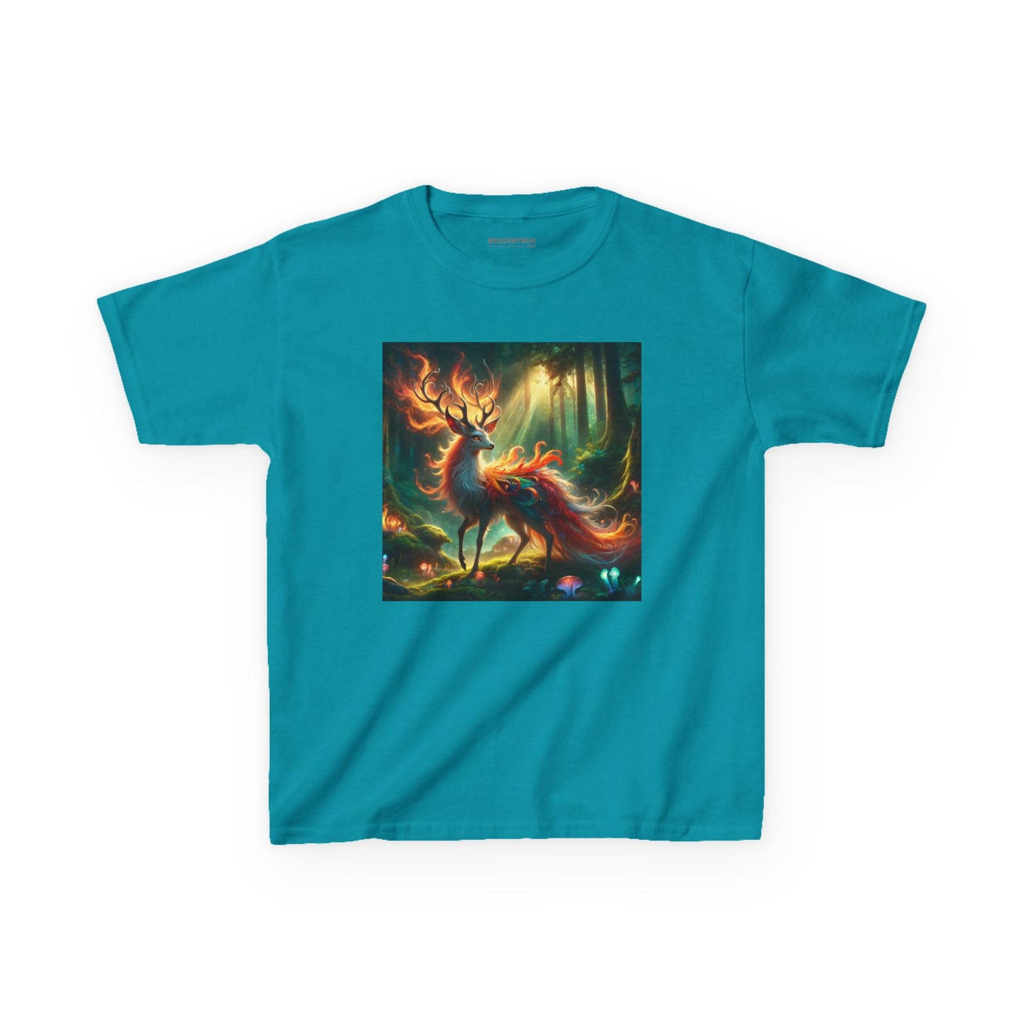 T-Shirt | Koszulka dziecięca | Ciężka bawełna | Mistyczna fantazja | Ognisty jeleń