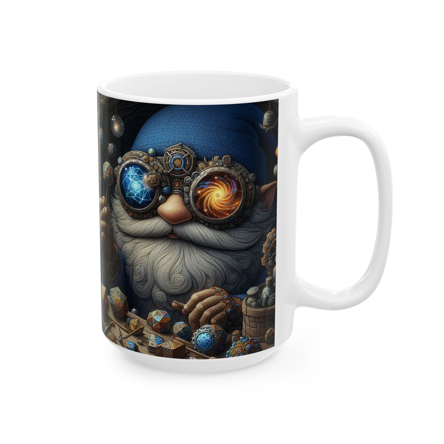 मग | सिरेमिक | सफेद | स्टीमपंक फैंटेसी | जादुई बौना जादूगर