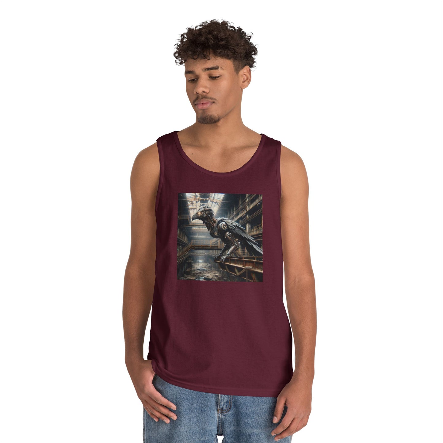Camiseta de tirantes | Unisex | Algodón grueso | Steampunk Distópico | Cuervo Mecánico