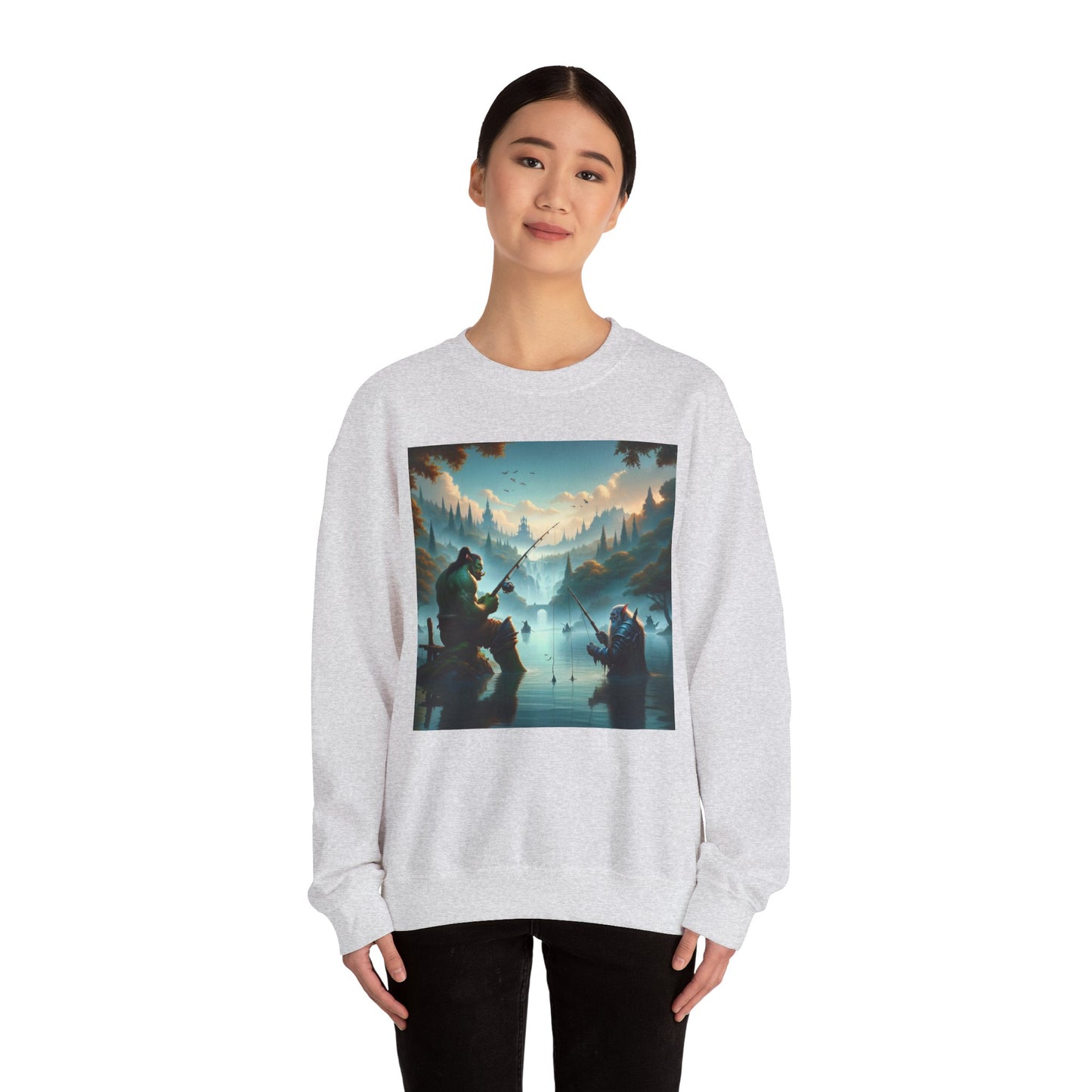 Bluza dresowa | Unisex | Okrągły dekolt | Gruba mieszanka | Fantasy międzyrasowe | Orc i krasnolud