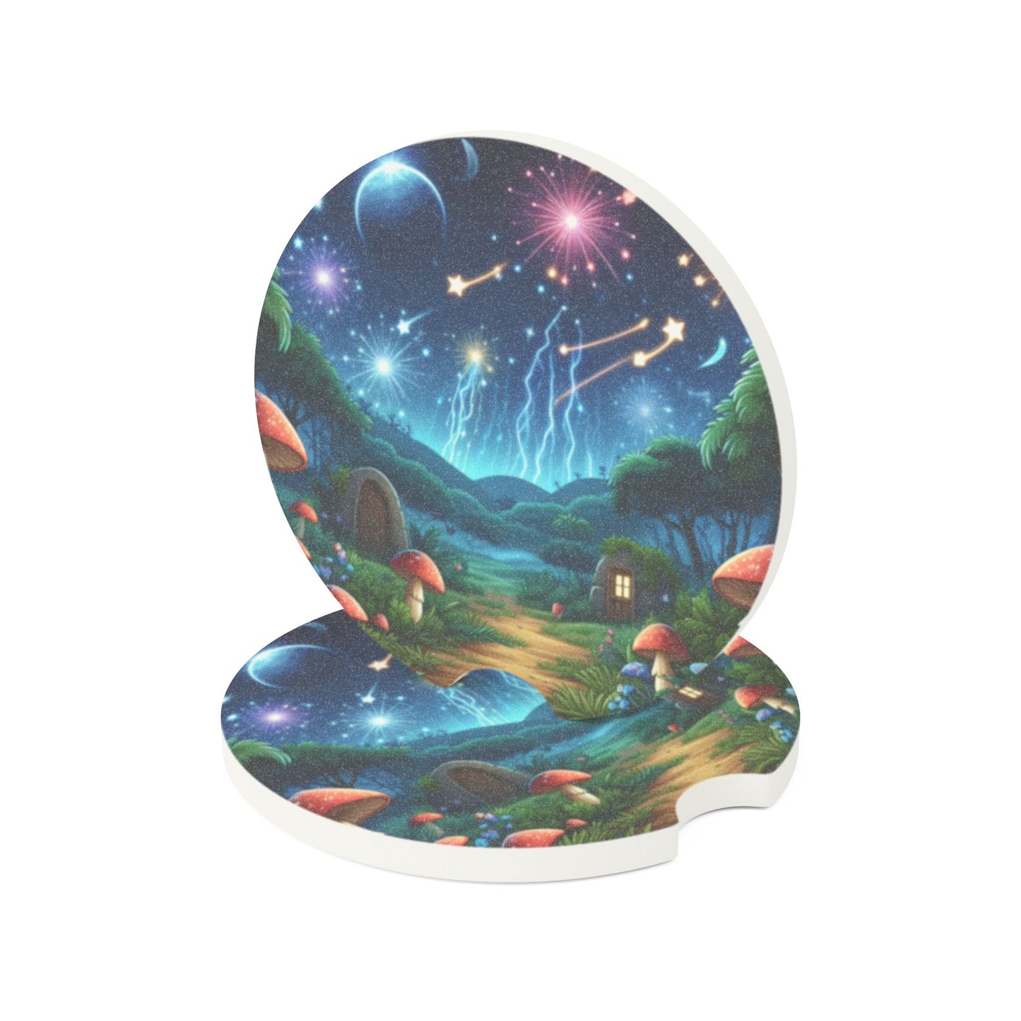 Bardak Altlığı | Araç Bardak Altlığı | Sabuntaşı | Fantastik Mantar Evi | Kozmik Gece