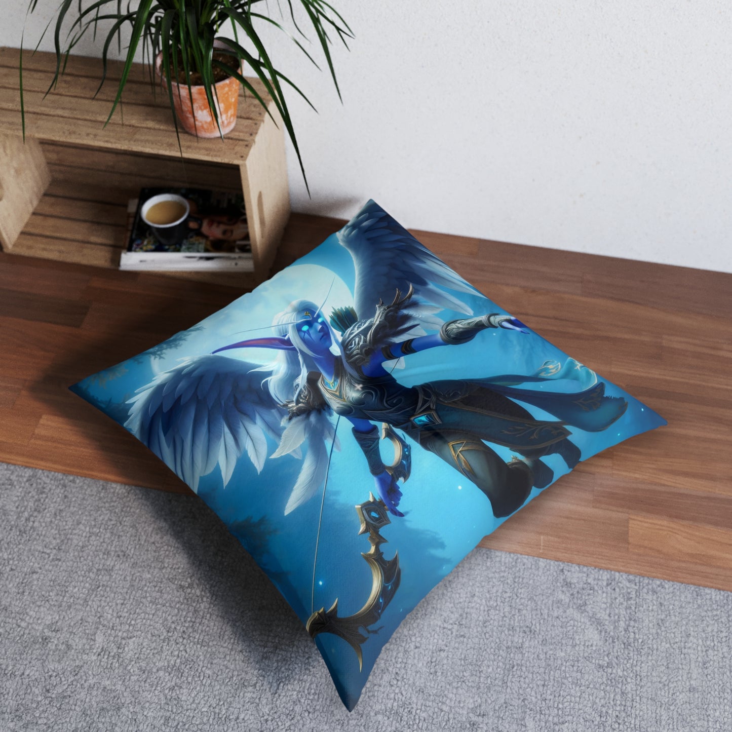 Kussen | Vloerkussen | Getuft | Vierkant | Elfen Fantasy | Nachtkrijger | Engel