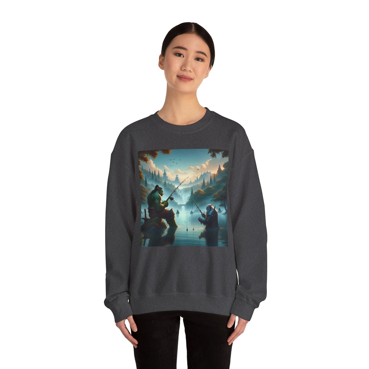 Bluza dresowa | Unisex | Okrągły dekolt | Gruba mieszanka | Fantasy międzyrasowe | Orc i krasnolud