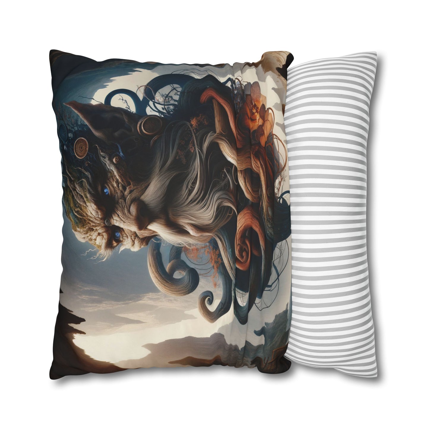 غطاء وسادة | مربع | قماش بوليستر | أساطير البحر | إله المحيط القديم