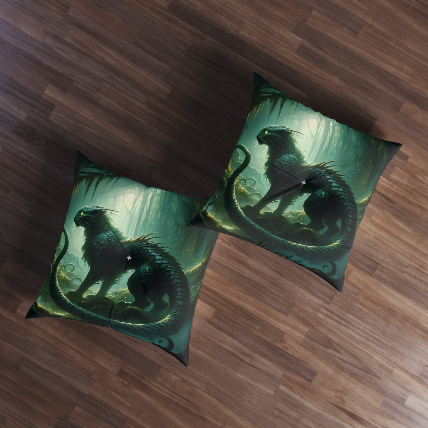 Kussen | Vloerkussen | Getuft | Vierkant | Donkere Fantasie | Chimera | Bewaker