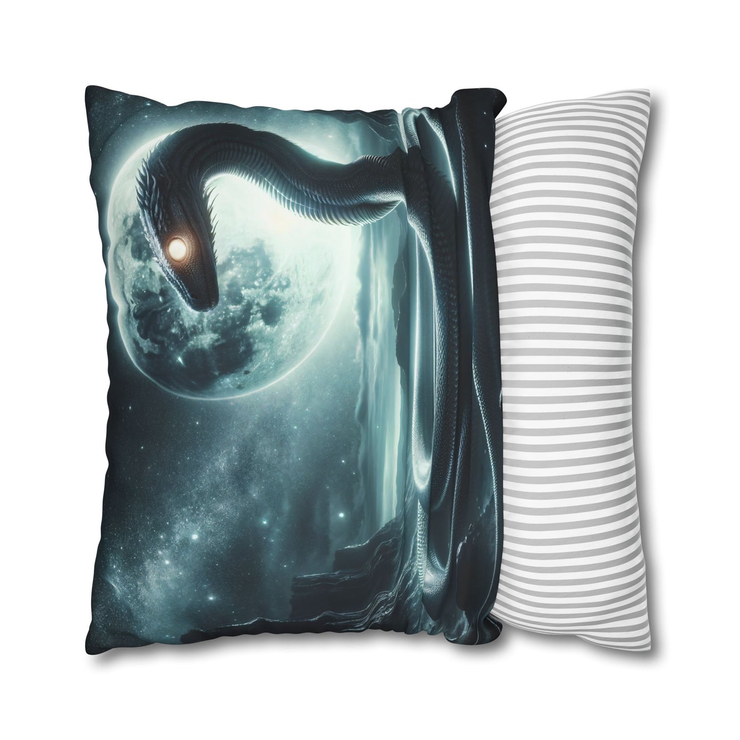 Sarung bantal | Persegi | Kanvas poliester | Mitologi Nordik | Jörmungandr | Ular