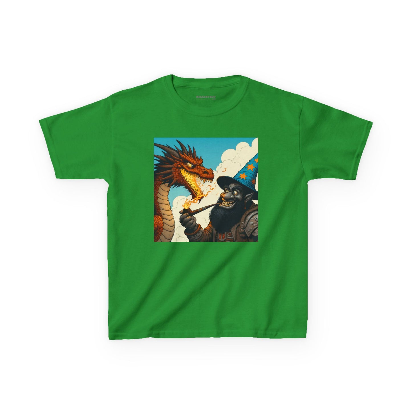 Camiseta | Camiseta Infantil | Algodão Pesado | Fantasia Épica | Duelo de Magia | Dragão
