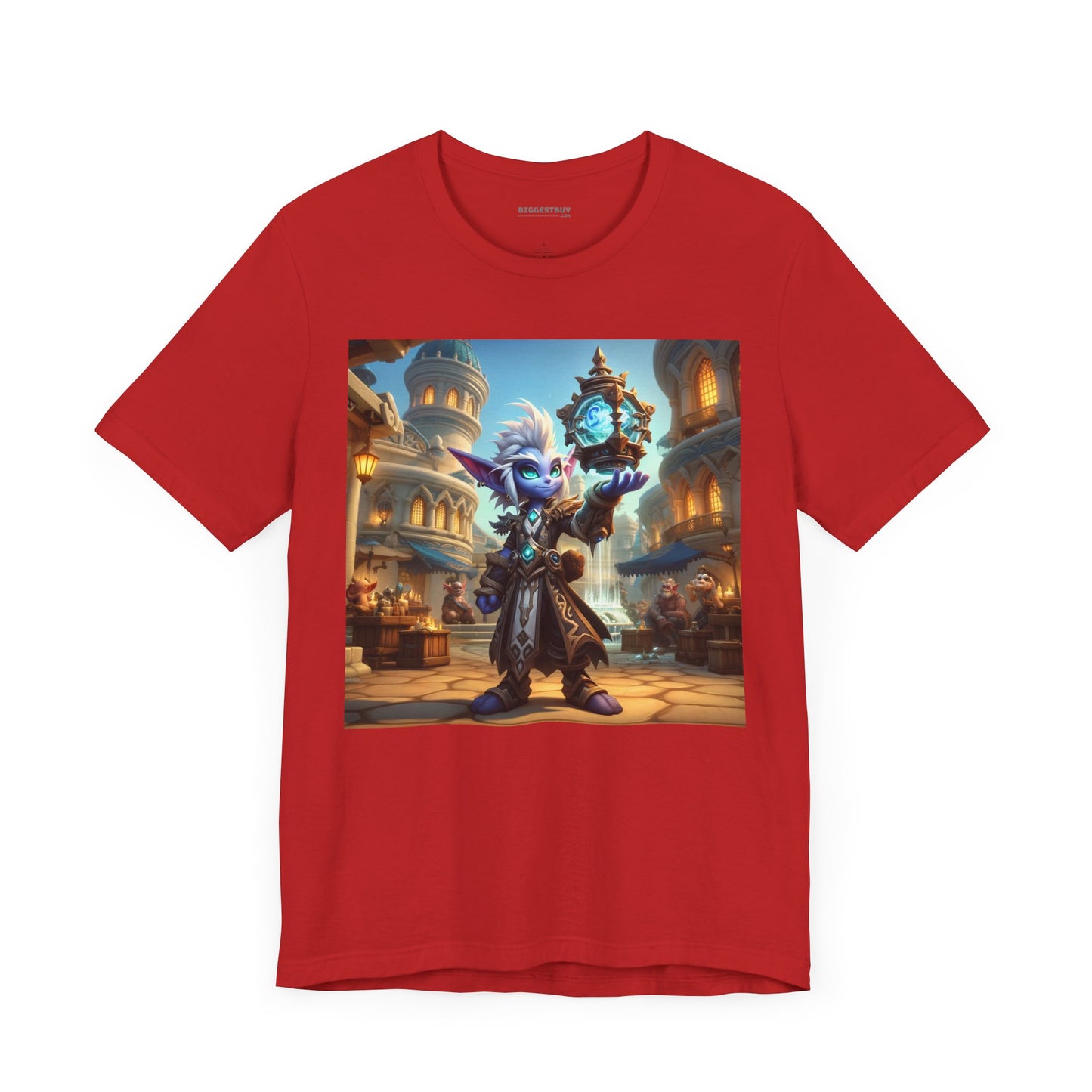 เสื้อยืด | ยูนิเซ็กส์ | เสื้อยืดเจอร์ซีย์ | แขนสั้น | แฟนตาซีเวทมนตร์เวลา | โนมสีฟ้า