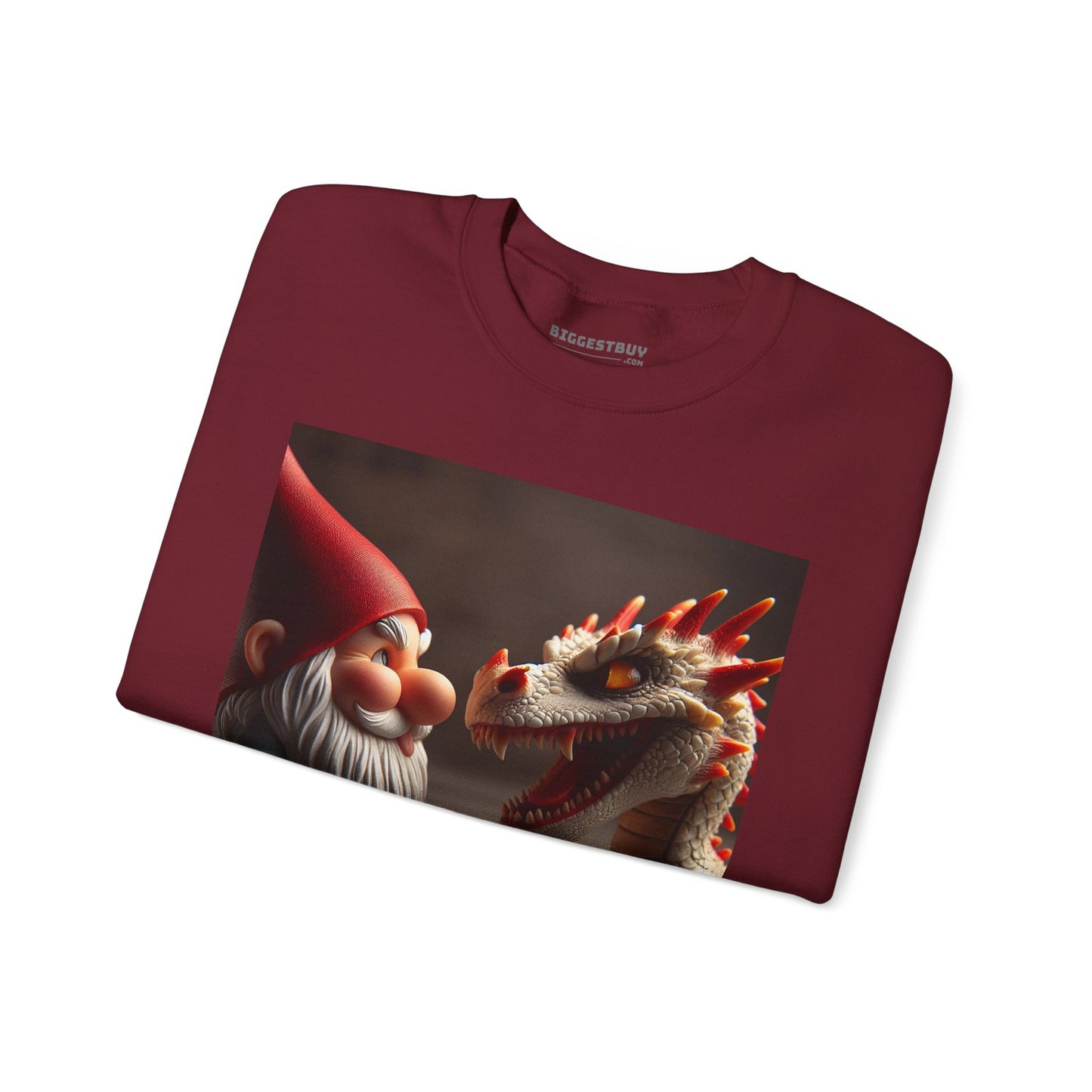 Bluza dresowa | Unisex | Okrągły dekolt | Gruba mieszanka | Fantasy folklorystyczne | Gnom i Smok