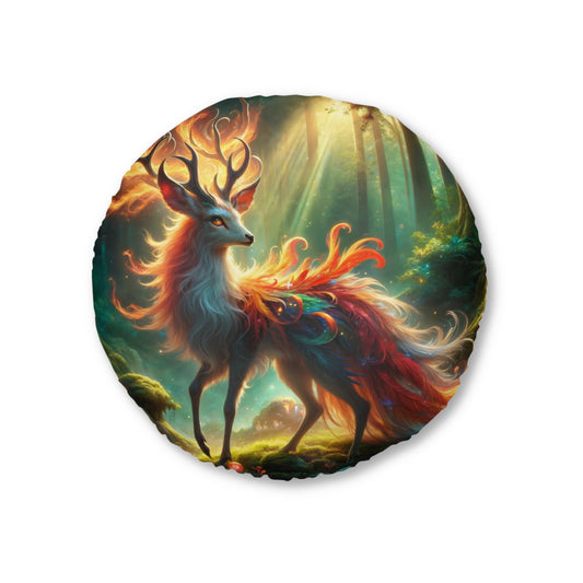 تکیہ | فرش کا تکیہ | ٹفٹڈ | گول | جادوئی جنگلیات | آتشی ہرن