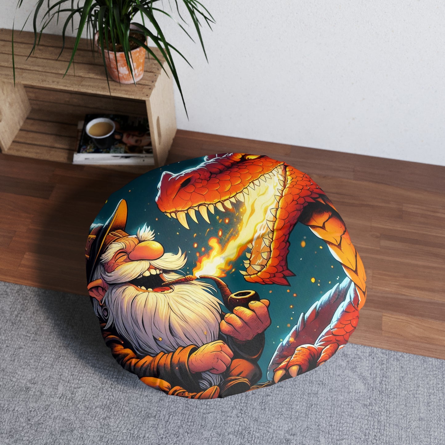 وسادة | وسادة أرضية | معنقدة | دائرية | خيال الساحر والتنين | مواجهة سحرية