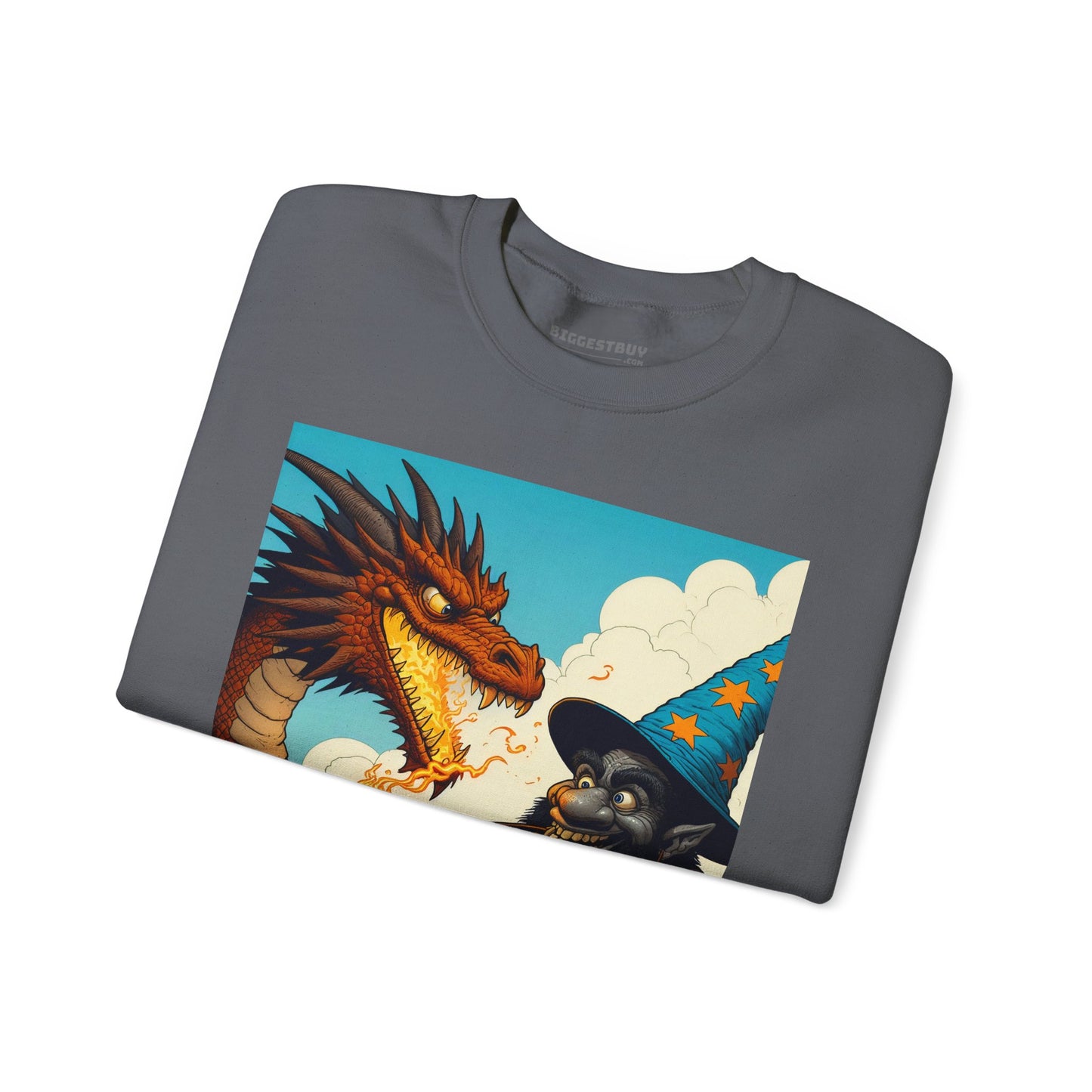 Bluza dresowa | Unisex | Okrągły dekolt | Gruba mieszanka | Heroiczne fantasy | Smok i czarodziej
