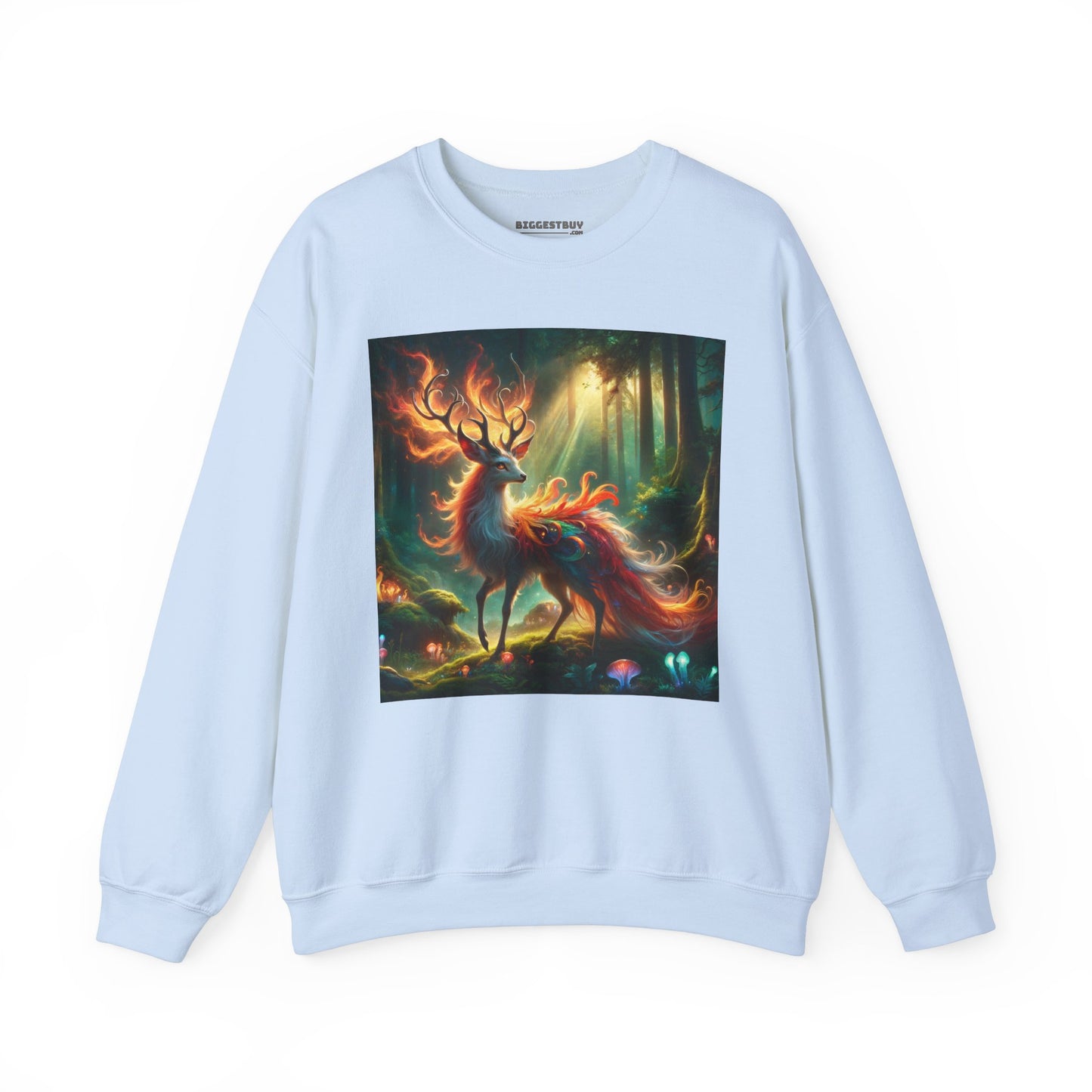 Bluza dresowa | Unisex | Okrągły dekolt | Gruba mieszanka | Mistyczna fantazja | Ognisty jeleń