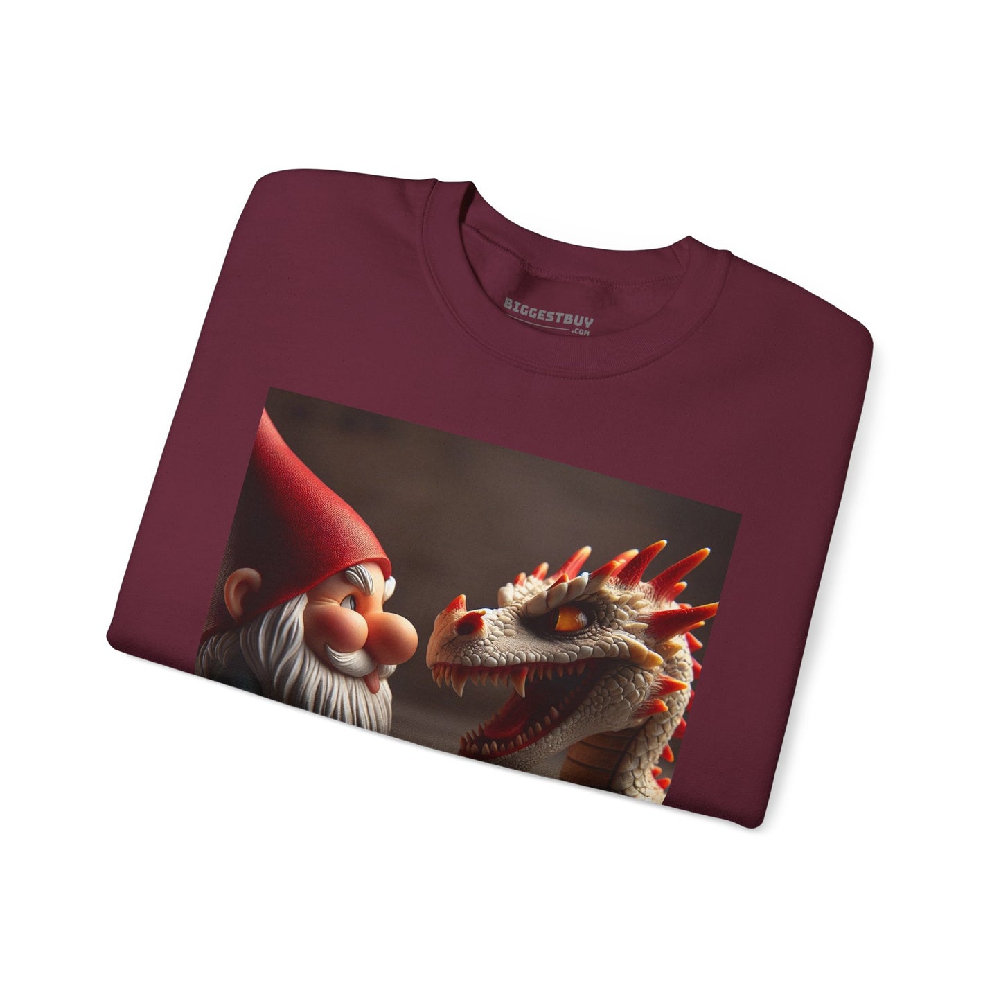 Bluza dresowa | Unisex | Okrągły dekolt | Gruba mieszanka | Fantasy folklorystyczne | Gnom i Smok