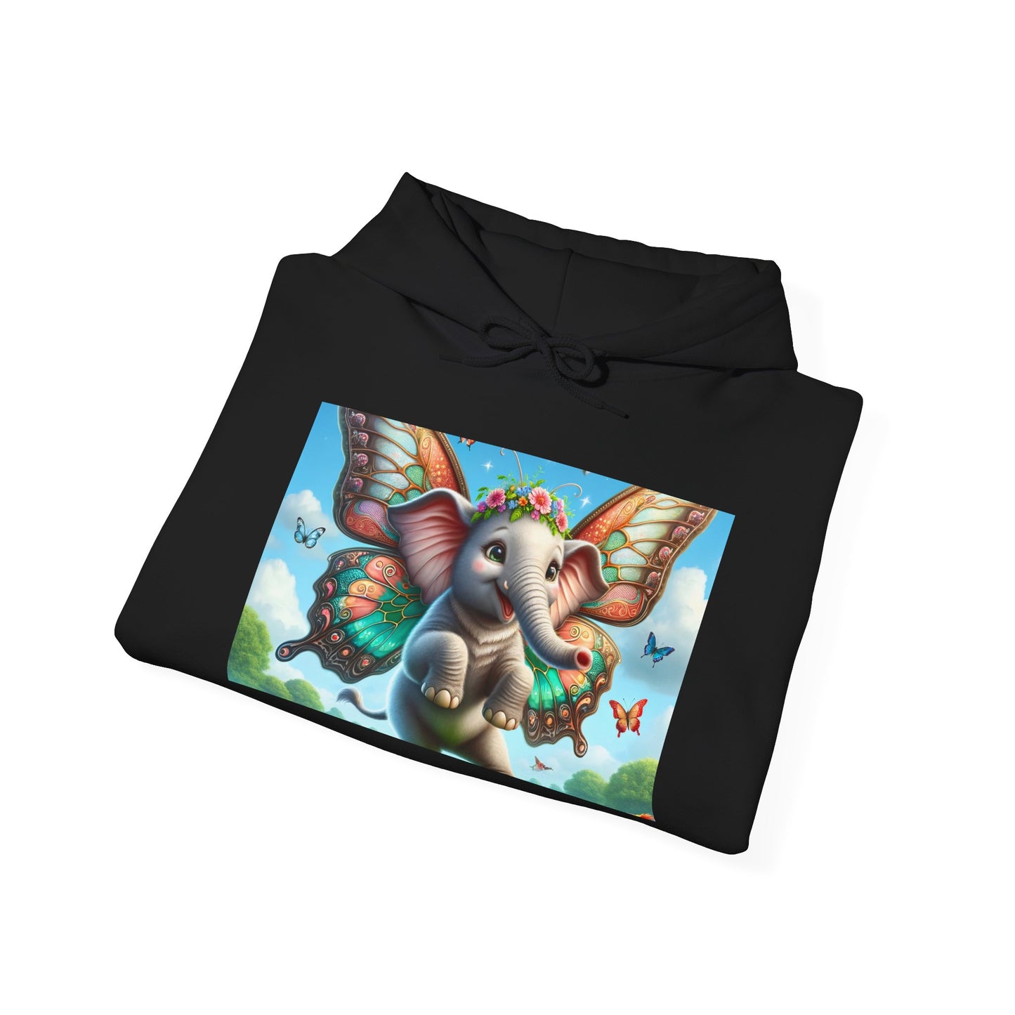 Bluza z kapturem | Unisex | Bluza dresowa z kapturem | Gruba mieszanka | Baśniowa fauna | Airavata | Słonik