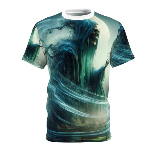Camiseta | Estampa Total | Camiseta Unissex | Fantasia Sombria | Espectro | Pântano