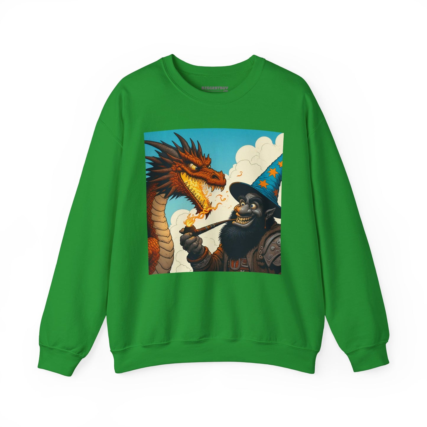 Bluza dresowa | Unisex | Okrągły dekolt | Gruba mieszanka | Heroiczne fantasy | Smok i czarodziej