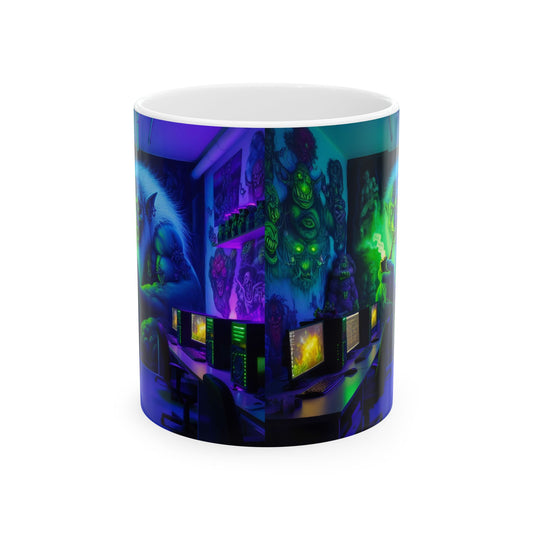 Caneca | Cerâmica | Branca | Folclore Nórdico | Boggart | Mural UV
