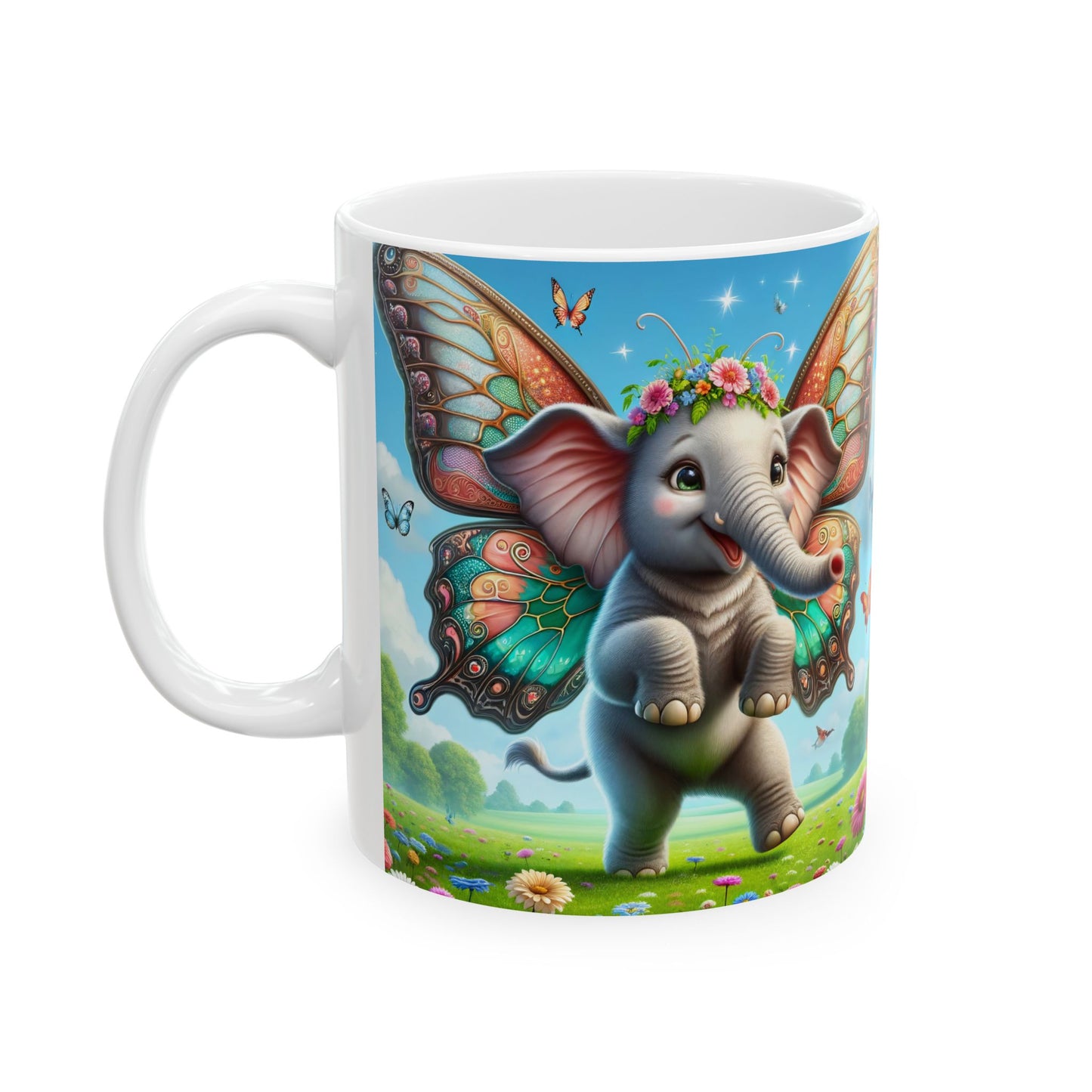 Kubek | Ceramiczny | Biały | Baśniowa fauna | Airavata | Słonik