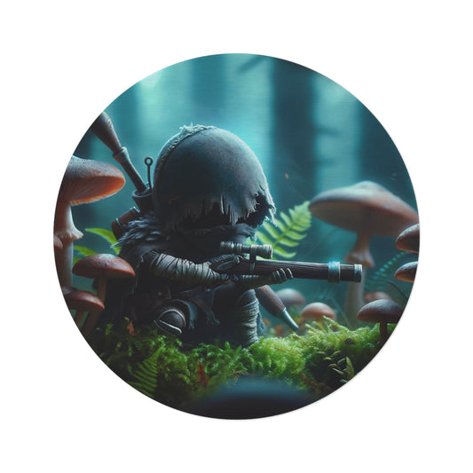 Teppich | Rund | Biolumineszente Fantasy | Waldkrieger