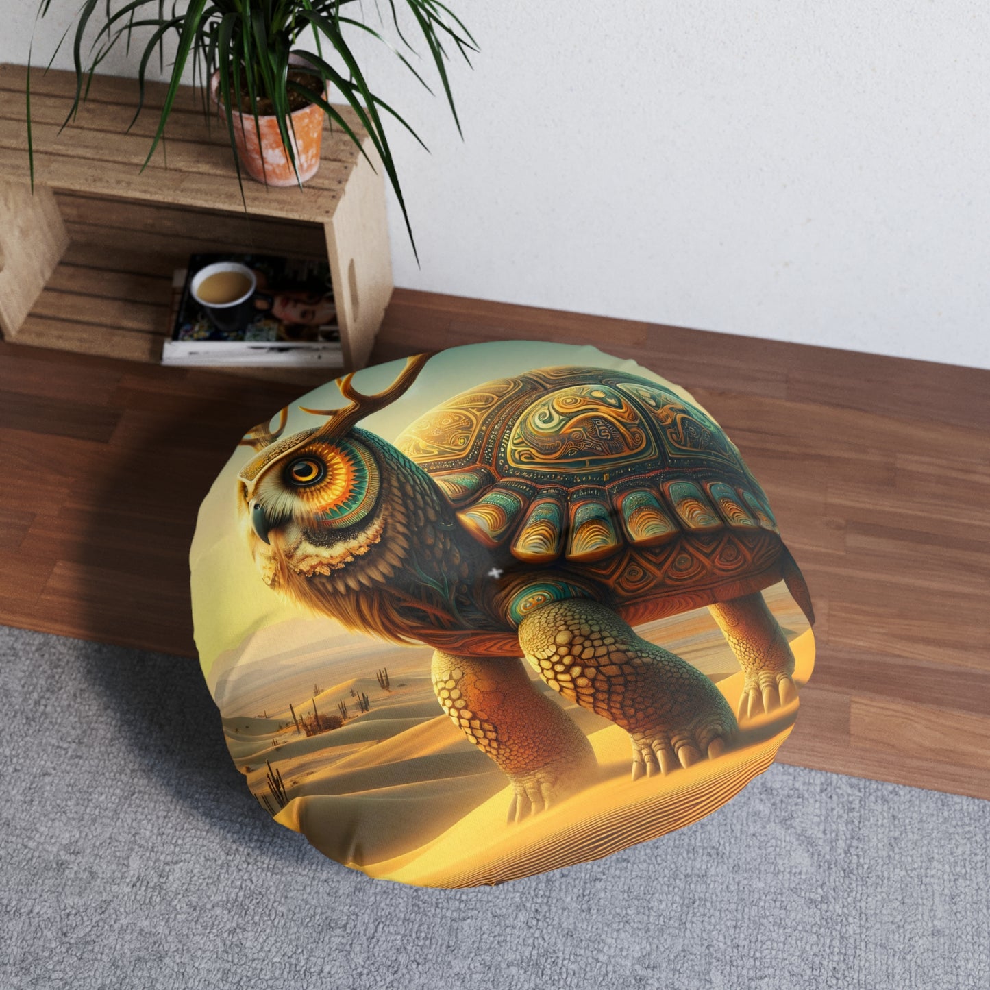 تکیہ | فرش کا تکیہ | ٹفٹڈ | گول | حیرت انگیز علامتی | کائناتی جانور