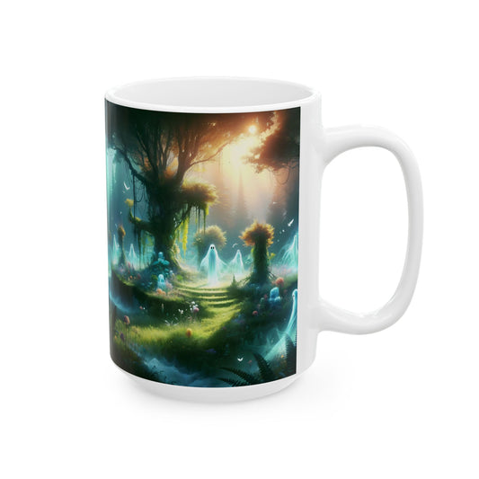 قدح | سيراميك | أبيض | غابة سحرية | موطن الإيجنس فاتوس | شجرة الحياة