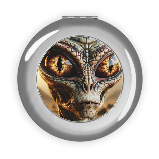 Specchio | Specchio da viaggio | Compatto | Alieno Rettiloide | Fantascienza | Extraterrestre
