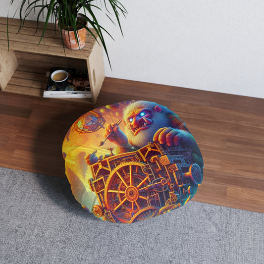 Coussin | Coussin de sol | Tufté | Rond | Artificier Givré | Artisan Cosmique