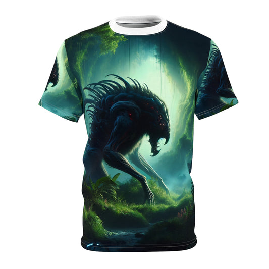 T-skjorte | Heldekkende trykk | Unisex T-skjorte | Bioluminescent Sci-Fi | Predator