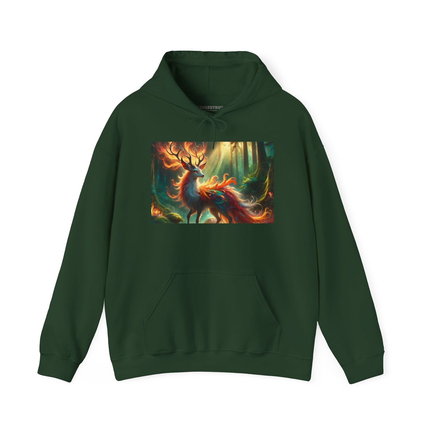 Felpa con cappuccio | Unisex | Felpa con cappuccio | Misto pesante | Mitologia Fantastica | Cervo di Fuoco