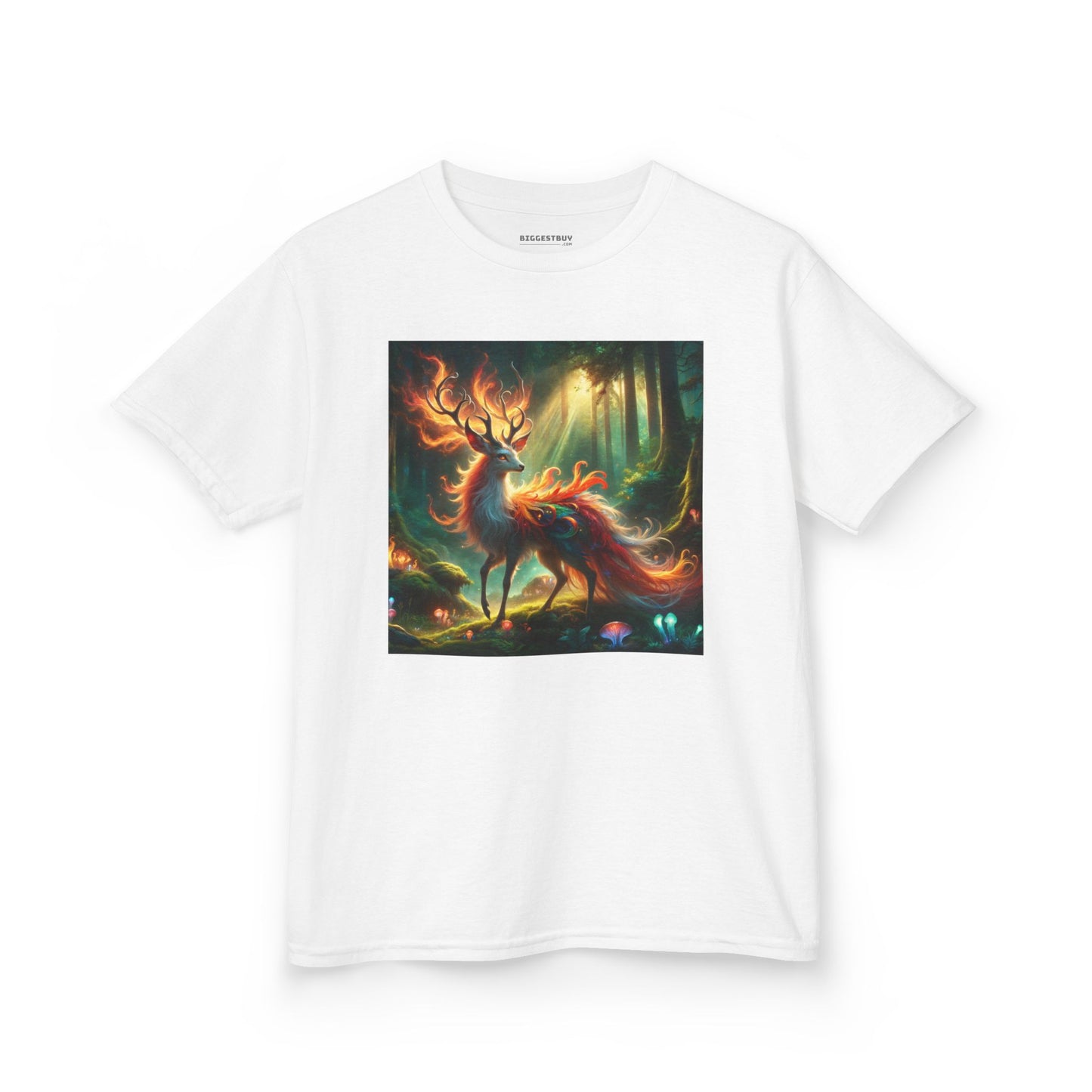 T-Shirt | Koszulka dziecięca | Ciężka bawełna | Mistyczna fantazja | Ognisty jeleń