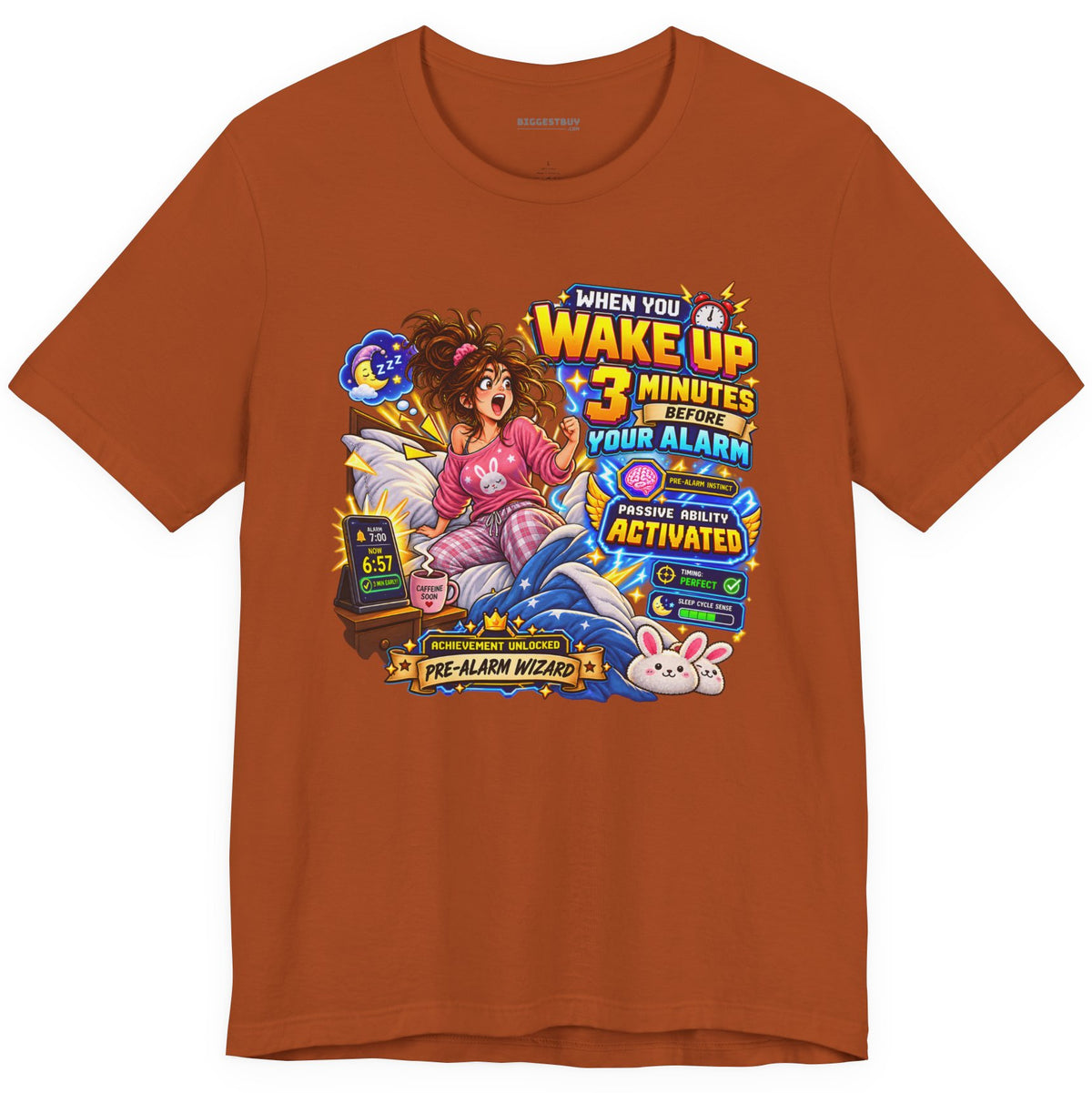 Alarm Nightmare - Classic Jersey Tee in Autumn, front view