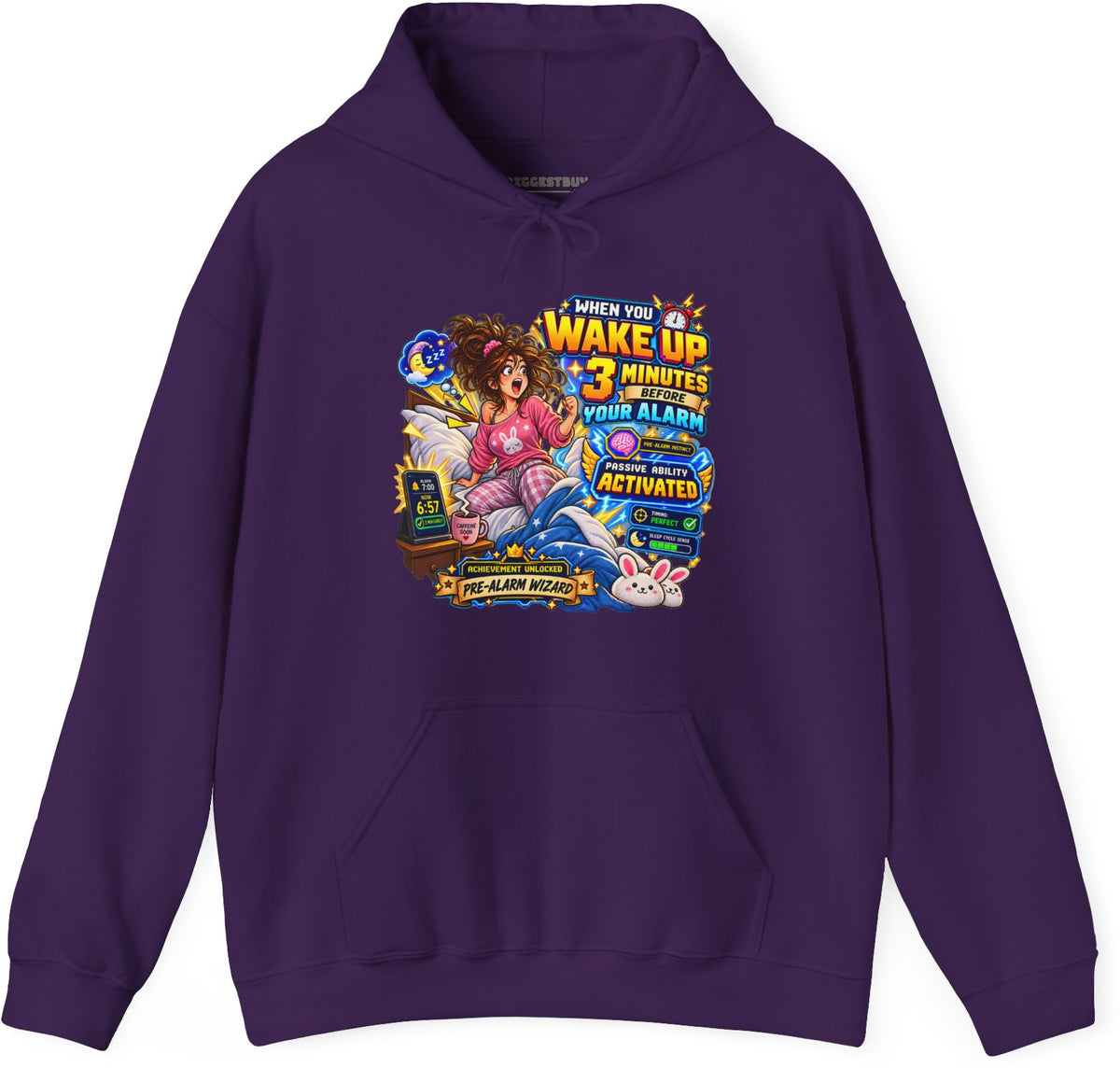 Alarm Nightmare - Pullover Hoodie in Purple, front view