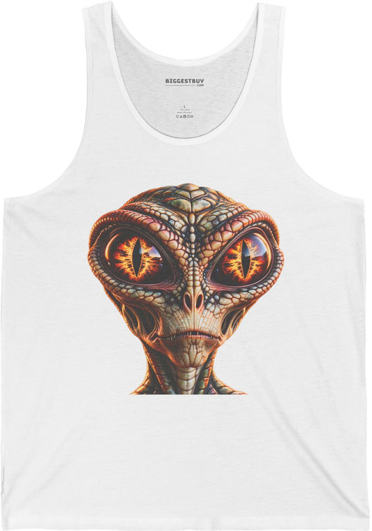 Alien Gaze - Jersey Tank Top in White, front view