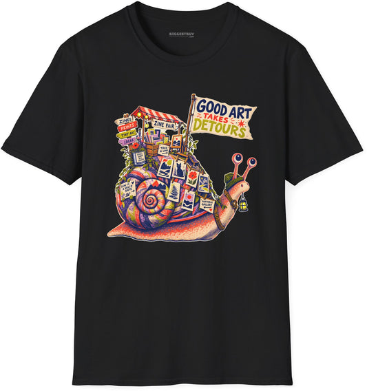 Art Detour - Softstyle T-Shirt in Black, front view