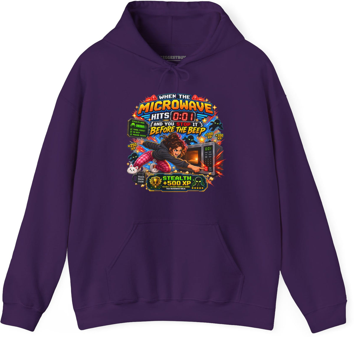 Beep Beatdown - Pullover Hoodie in Purple, front view