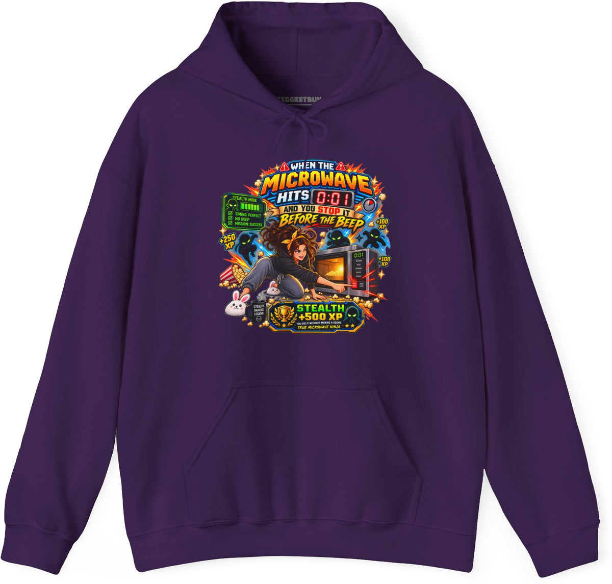 Beep Busters - Pullover Hoodie in Purple, front view