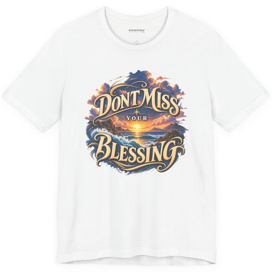 Blessing Alert - Classic Jersey Tee in White, front view
