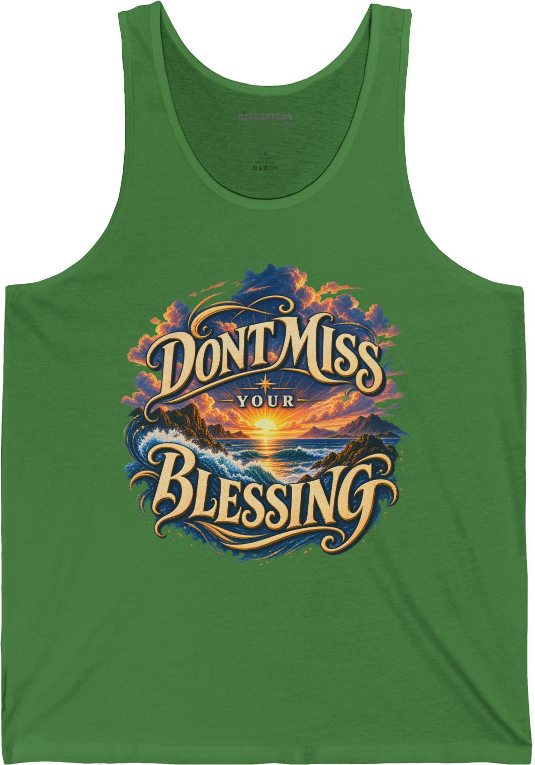 Blessing Alert - Jersey Tank Top in Leaf, front view