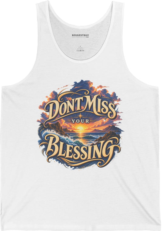 Blessing Alert - Jersey Tank Top in White, front view