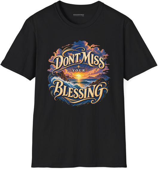 Blessing Alert - Softstyle T-Shirt in Black, front view