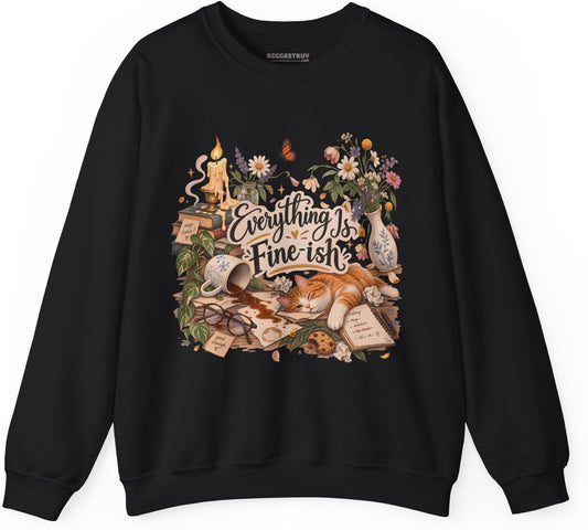 Cats Got - Crewneck Sweatshirt in Black, front view