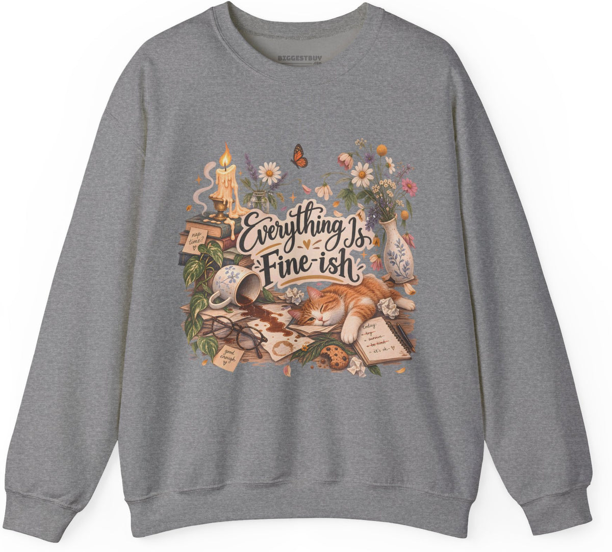 Cats Got - Crewneck Sweatshirt in Graphite Heather, front view