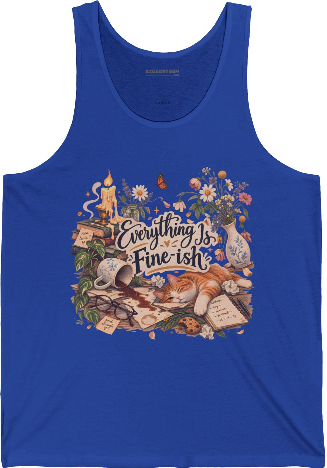 Cats Got - Jersey Tank Top in True Royal, front view