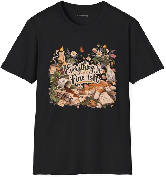 Cats Got - Softstyle T-Shirt in Black, front view