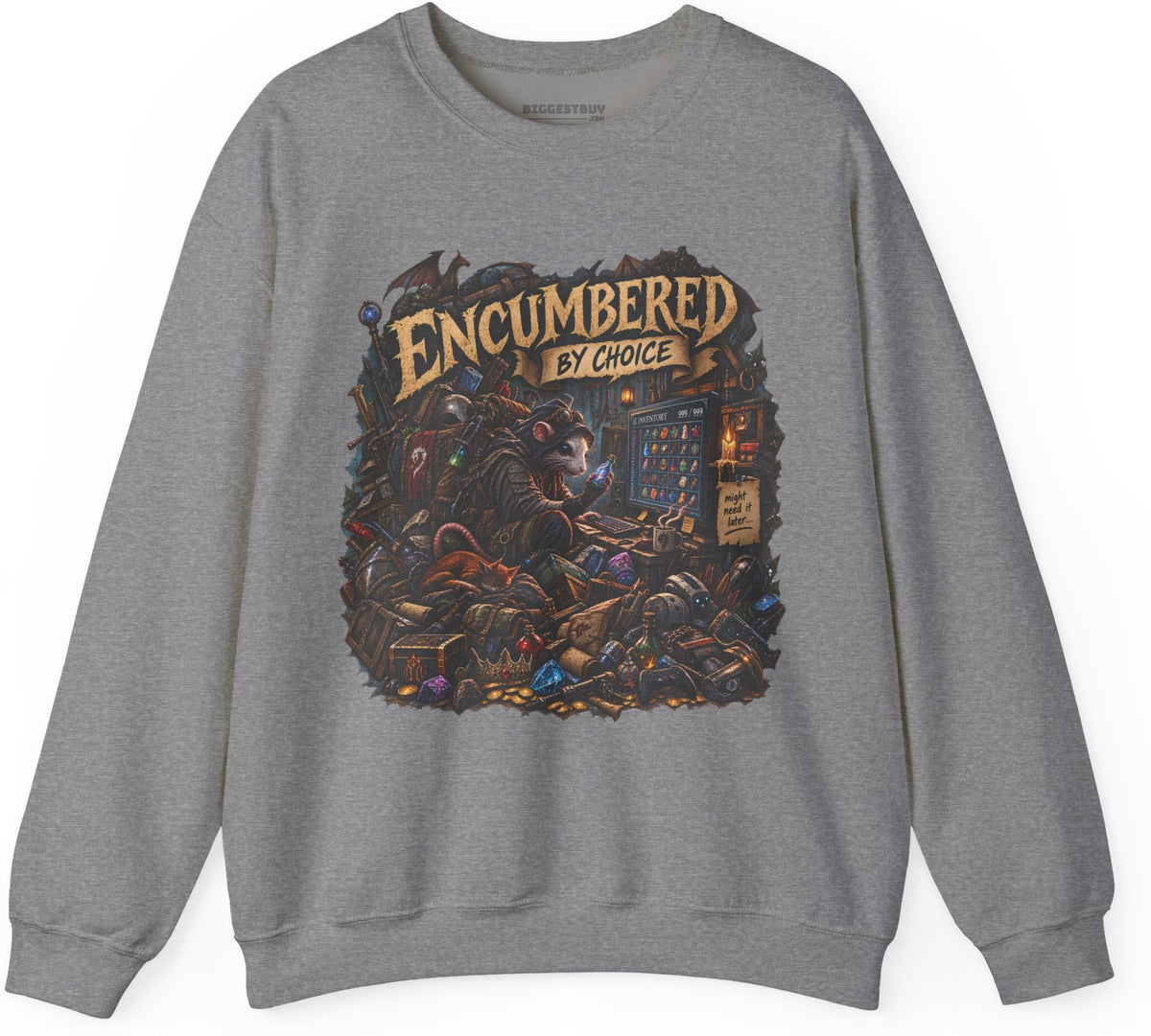 Choice Overload - Crewneck Sweatshirt in Graphite Heather, front view