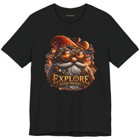 Clockwork Explorer - Classic Jersey Tee in Black, front view