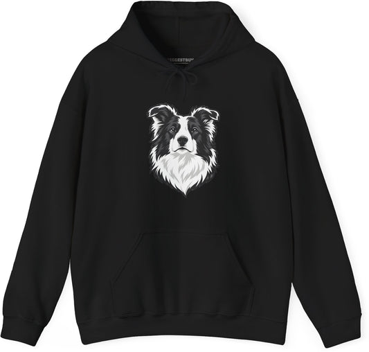 Collie Crest - Pullover Hoodie in Black, front view