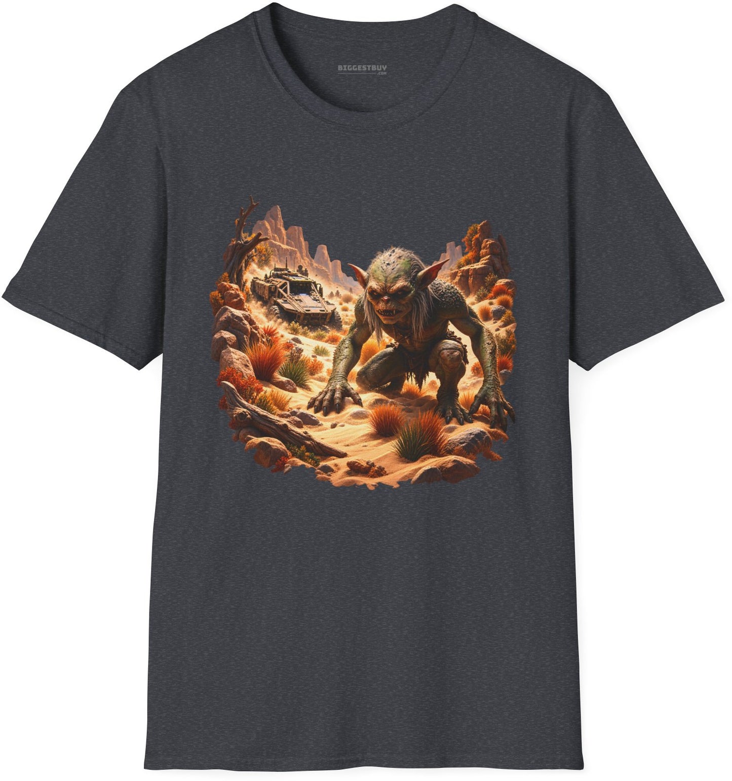 Desert Gargoyle - Softstyle T-Shirt in Dark Heather Grey, front view