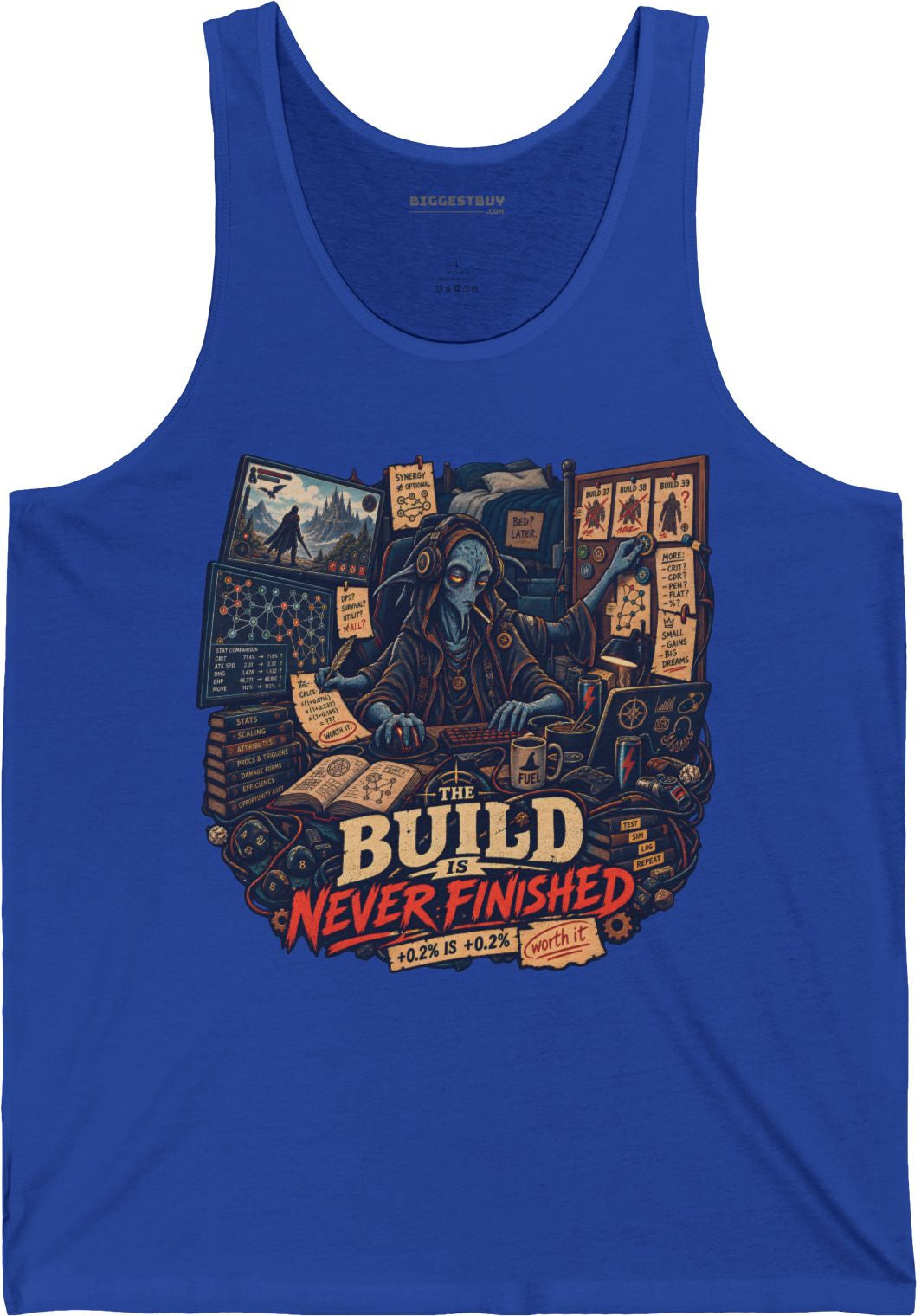 Endless Build - Jersey Tank Top in True Royal, front view